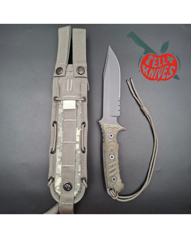 Chris REEVE Harsey Pacific fighting knife S35VN stainless steel DLC grey finish canvas micarta handle balistic camo Cordura