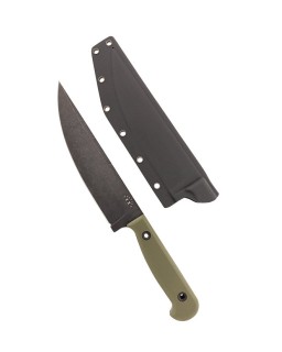STATION IX Number Two "The Partisan" Fixed Blade 1095HC carbon steel blackwash finish OD Green G10 handle