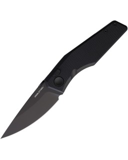 Real Steel Spectrum folding knife Nitro V stainless steel black PVD coated blade buttonlock Black G10 handle