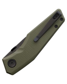 Real Steel Spectrum folding knife Nitro V stainless steel black PVD coated blade buttonlock OD Green G10 handle