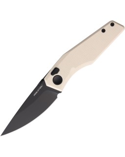 Real Steel Spectrum folding knife Nitro V stainless steel black PVD coated blade buttonlock Ivory G10 handle