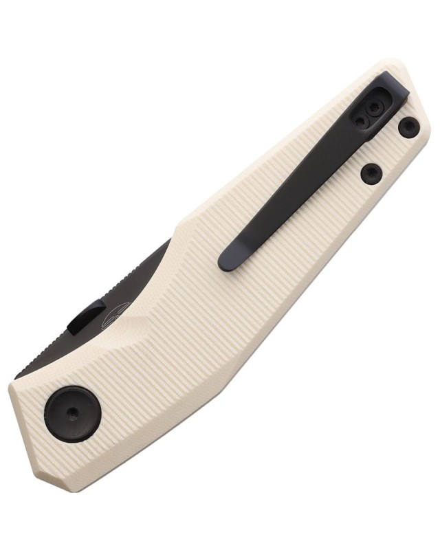 Real Steel Spectrum folding knife Nitro V stainless steel black PVD coated blade buttonlock Ivory G10 handle