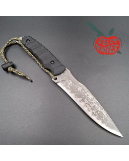 Kiku Matsuda King Fischer II full tang OU-31 stainless steel acid finish blade black G10 handle black kydex sheath