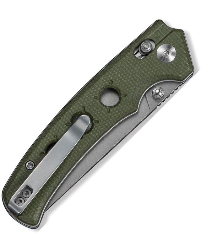 CIVIVI Noctis folding knife Nitro V stainless steel Grey finish blade Green Micarta Handle Crossbar Lock
