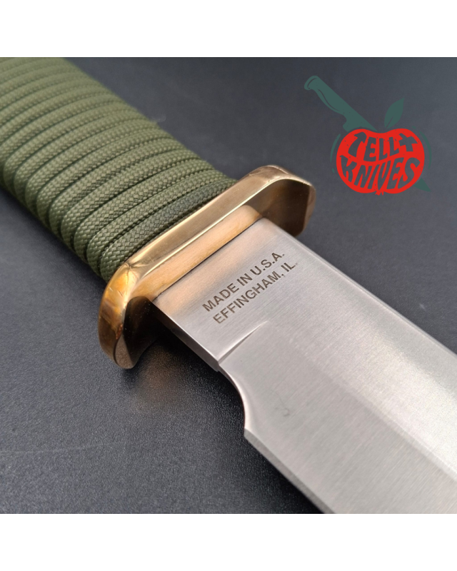 John EK - 1991/2004 Commando Bowie full tang 440C steel green paracord wrapped handle green nylon sheath