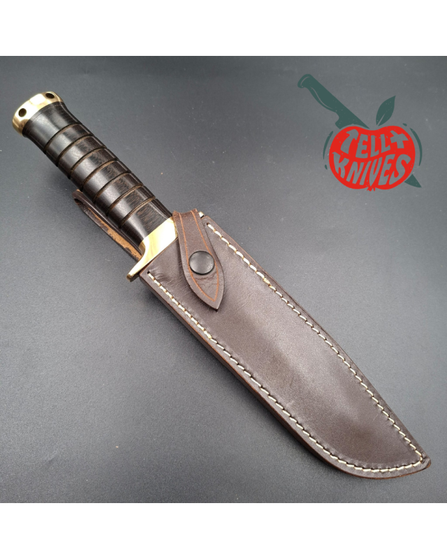 Jean Tanazacq 1990 Modèle USMC acier 440C forgé finition miroir garde laiton manche micarta étui cuir