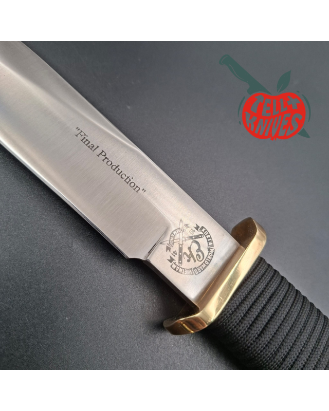 John EK - 1991/2004 Commando Bowie Final Edition 440C steel black paracord wrapped handle black nylon sheath