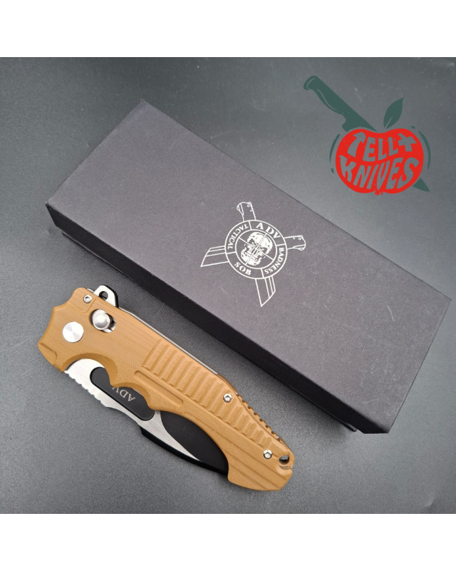 ADV Tactical Bullshark AUS-10 stainless steel DLC black finish G10 scales handle crossbar lock