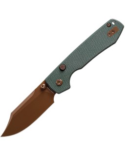 Vosteed Raccoon Top Linerlock Copper Cerakote 14C28N Sandvik Stainless Steel Blade Green Canva Micarta Handle