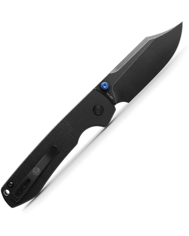 Vosteed Raccoon Top Linerlock Black Stonewash 14C28N Sandvik Stainless Steel Blade Black Canva Micarta Handle