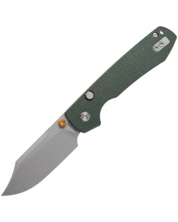 Vosteed Raccoon Top Linerlock Stonewash 14C28N Sandvik Stainless Steel Blade Green Canva Micarta Handle