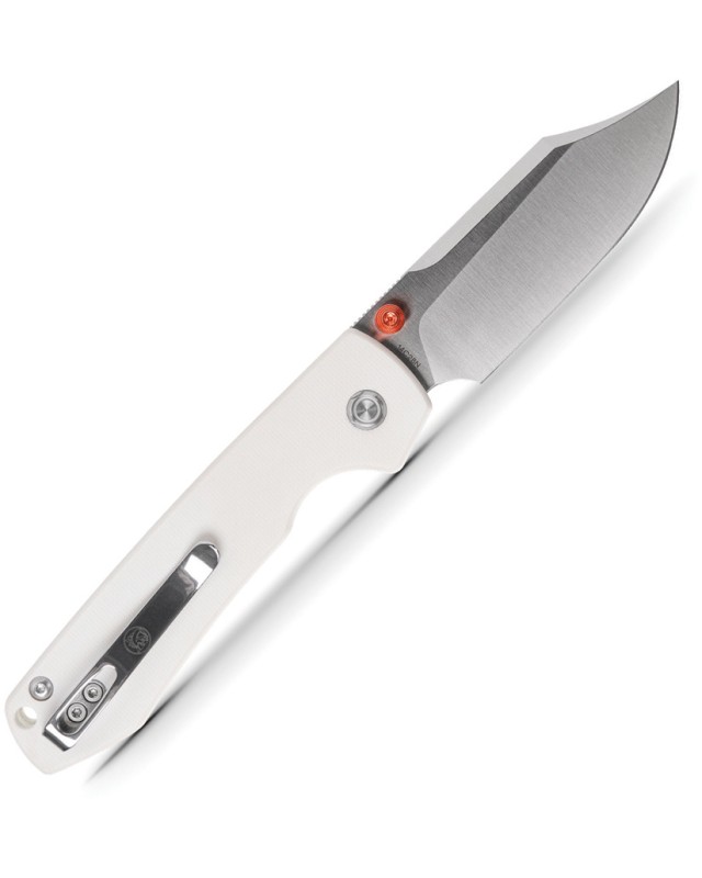 Vosteed Raccoon Top Linerlock Satin 14C28N Sandvik Stainless Steel Blade White G10 Handle