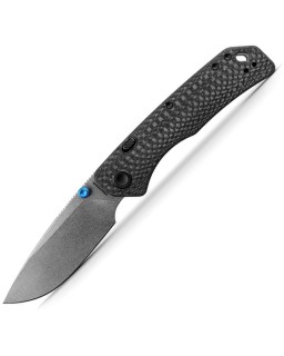 Vosteed Marten 330 Top Linerlock Stonewash 154CM Stainless Steel Blade Black Carbon Fiber Handle