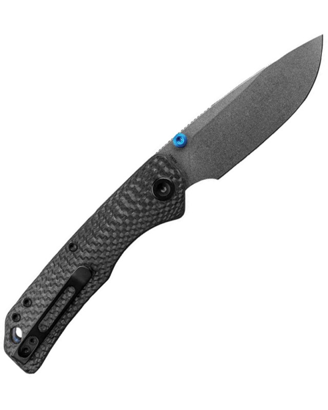 Vosteed Marten 330 Top Linerlock Stonewash 154CM Stainless Steel Blade Black Carbon Fiber Handle