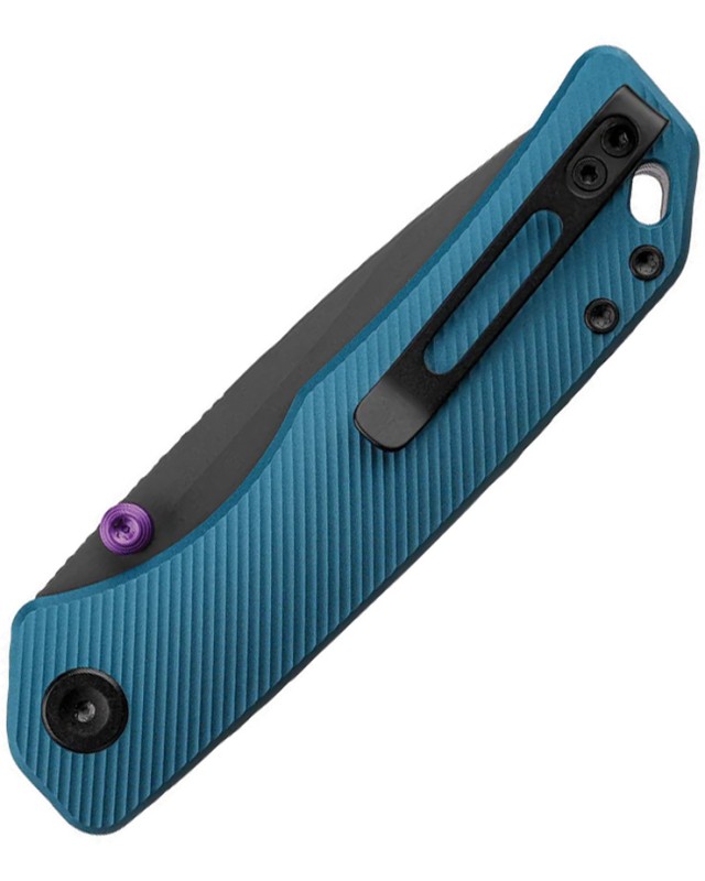 Vosteed Marten 330 Top Linerlock Grey Cerakote 154CM Stainless Steel Blade Blue Aluminum Handle