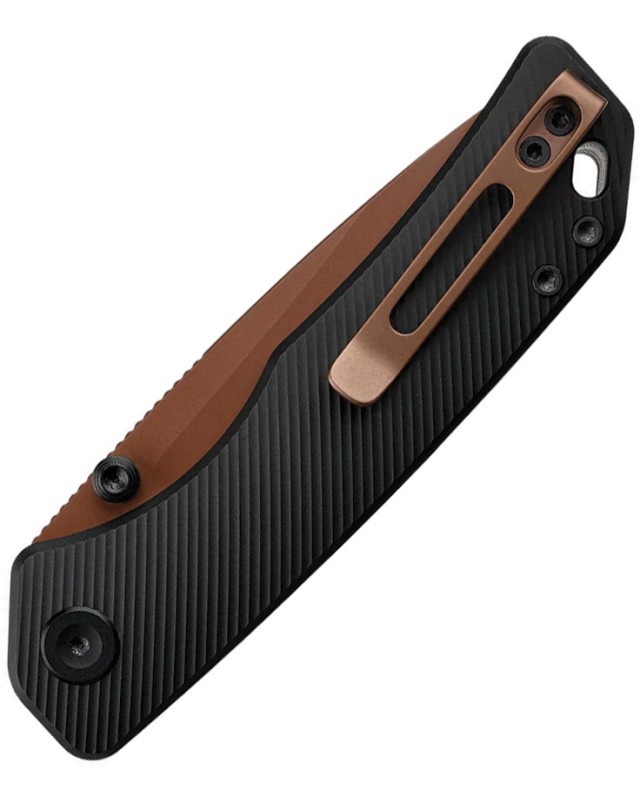 Vosteed Marten 330 Top Linerlock Copper Cerakote 154CM Stainless Steel Blade Black Aluminum Handle