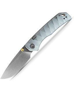 Vosteed Marten 330 Top Linerlock Stonewash 154CM Stainless Steel Blade Light Blue Aluminum Handle