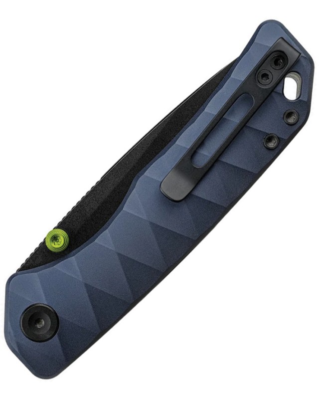 Vosteed Marten 330 Top Linerlock Black Stonewash 154CM Stainless Steel Blade Blue Aluminum Handle