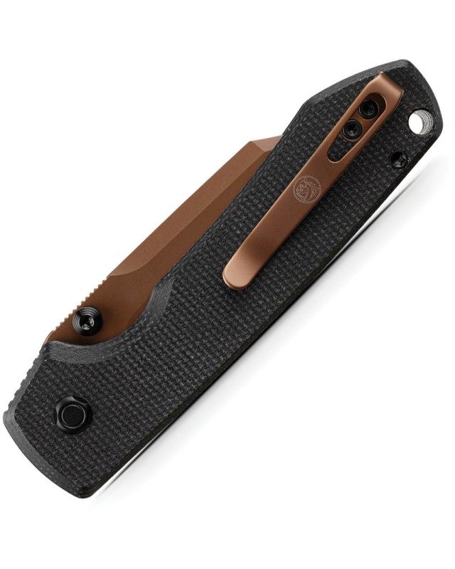 Vosteed Raccoon Top Linerlock Copper Cerakote 14C28N Sandvik Steel Blade Black G10 Handle