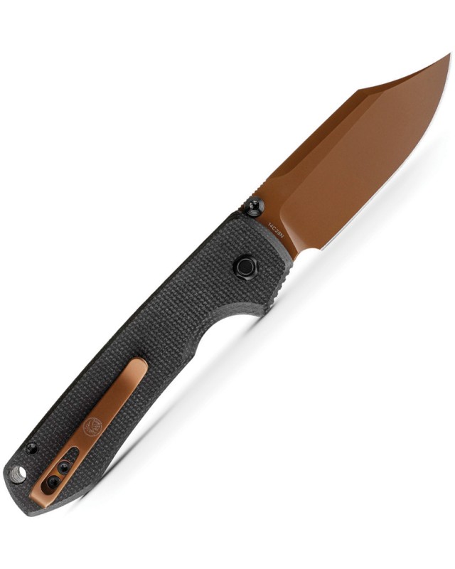 Vosteed Raccoon Top Linerlock Copper Cerakote 14C28N Sandvik Steel Blade Black G10 Handle