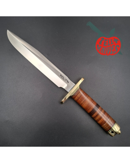 Randall Made Knives WWII Replica Model 1-8 forged stainless steel blade brass guard stacked leather handle brown leather
