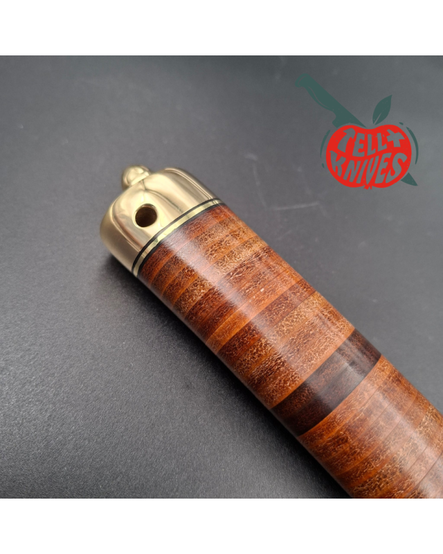 Randall Made Knives WWII Replica Model 1-8 forged stainless steel blade brass guard stacked leather handle brown leather