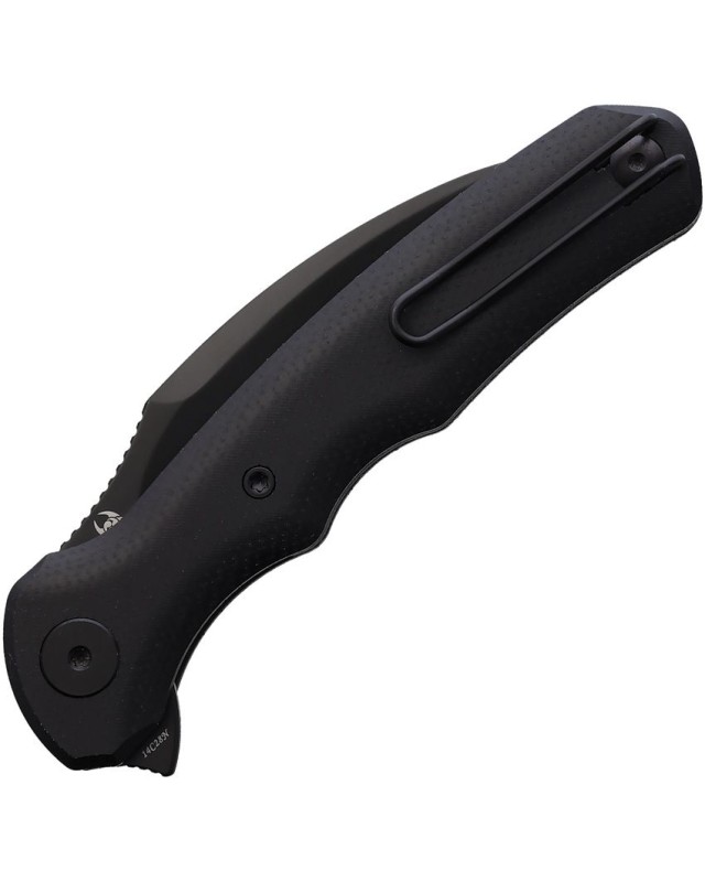 Lacerta Karambit folding knife Linerlock 14C28N steel black PVD coated blade black micarta handle