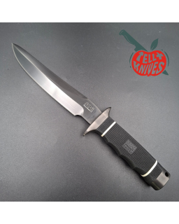 SOG Recon Bowie 2.0 TiNi black AUS-8 stainless steel black Kraton handle black leather sheath