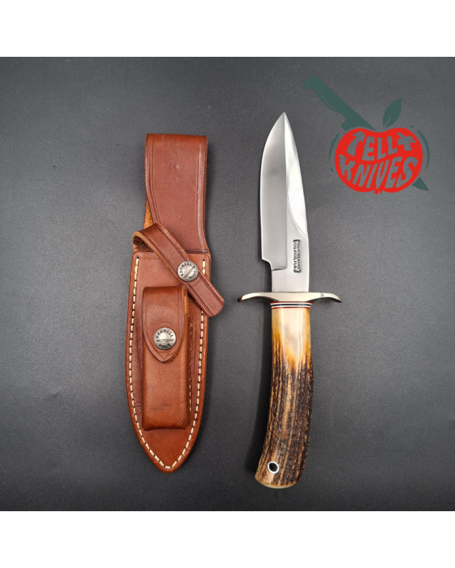 Randall Made Knives 1999 Combat Companion forged carbon steel blade stag handle brown leather sheath