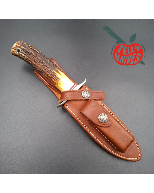 Randall Made Knives 1999 Combat Companion forged carbon steel blade stag handle brown leather sheath