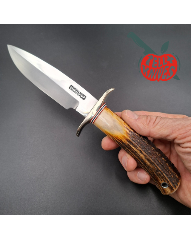 Randall Made Knives 1999 Combat Companion forged carbon steel blade stag handle brown leather sheath