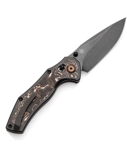 Kansept Apollo Crossbar Lock Folding Knife  CPM S35VN Steel Blue Carbon Fiber Titanium Handle