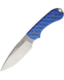 BRADFORD Guardian 3 fixed blade full tang N690 stainless steel stonewash finish Patriot Blue G10 handle brown leather sh