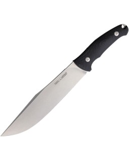 VIPER Trail fixed blade N690 steel stonewash finish Suretouch Black handle brown leather sheath