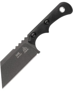 TOPS Knives Ivie Neck Knife Fixed Blade 1095HC steel gray Tungsten Cerakote blade black canva micarta kydex sheath