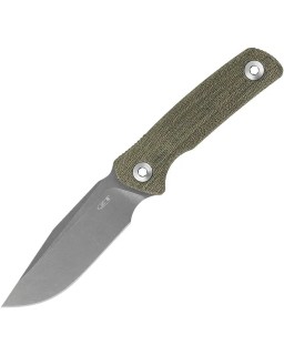 ZT Model 0004 fixed blade full tang CPM-CruWear steel black Cerakote finish olive canva micarta handle black leather she