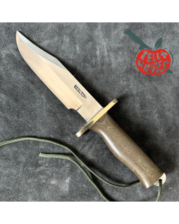 Randall Buxton Fighter Full Tang Stainless steel 14 brass hilt green micarta handle brown leather sheath