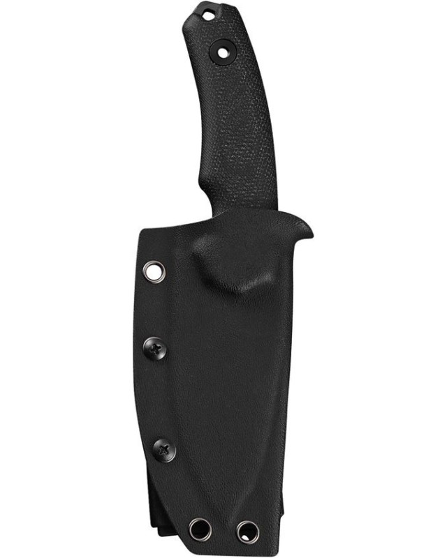 Kunwu Knives Stiffy D Fixed Blade Vanadis 4 steel black DLC finish Black canva micarta handle black kydex sheath