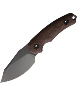 Kunwu Knives Stiffy D Fixed Blade Vanadis 4 steel black DLC finish Brown canva micarta handle black kydex sheath