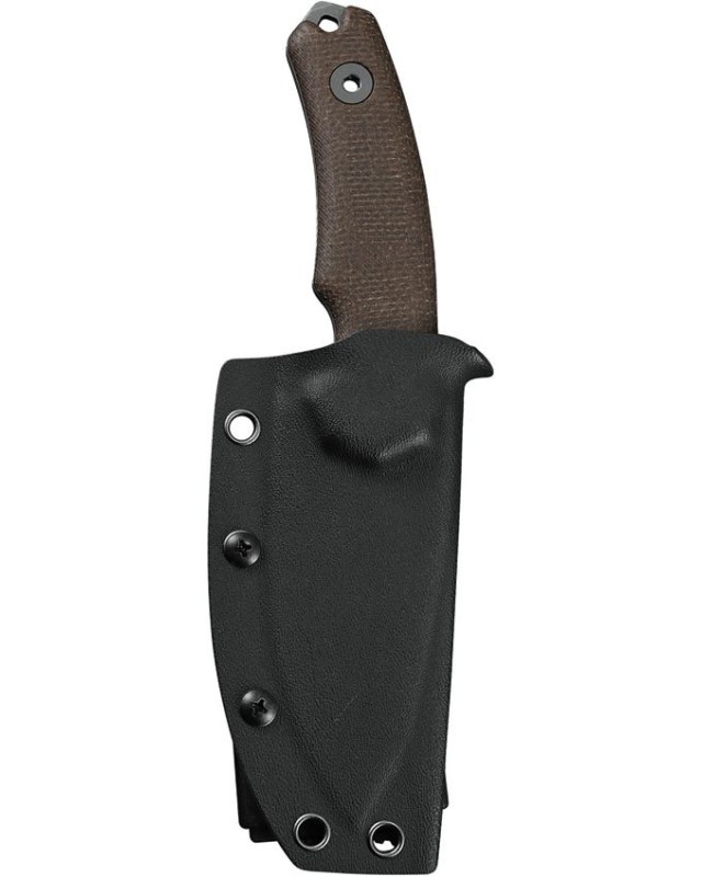 Kunwu Knives Stiffy D Fixed Blade Vanadis 4 steel stonewash finish Brown burlap micarta handle black kydex sheath