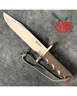 Randall Made Knives Model 14 - 7.5 full tang forged stainless steel nickel silver guard brown micarta handle brown leath