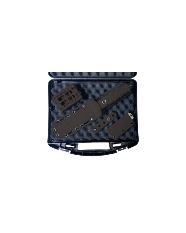 TB Outdoor Le Vengeur Tanto serrated fixed blade MOX steel black finish PA6 handle black kydex sheath