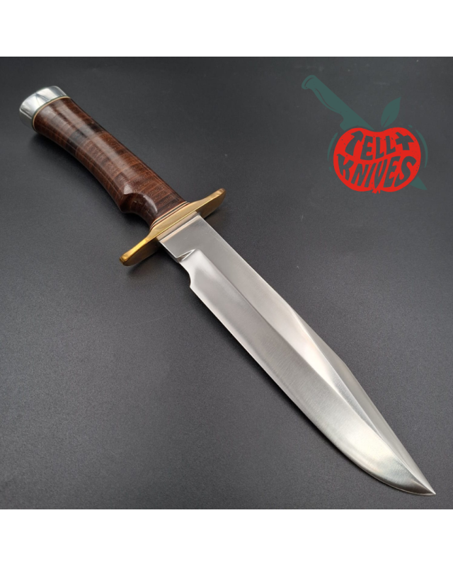 Randall Made Knives 2000 Model 14 - 7.5 forged stainless steel brass guard single finger stacked leather handle black le