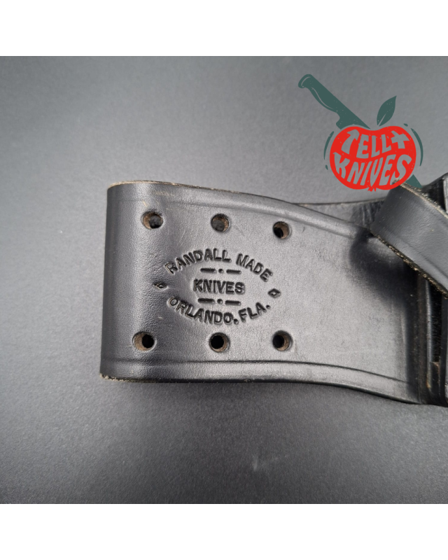 Randall Made Knives 2000 Model 14 - 7.5 forged stainless steel brass guard single finger stacked leather handle black le