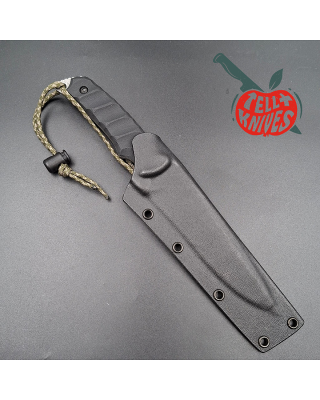 Kiku Matsuda King Fischer II full tang OU-31 stainless steel acid finish blade black G10 handle black kydex sheath