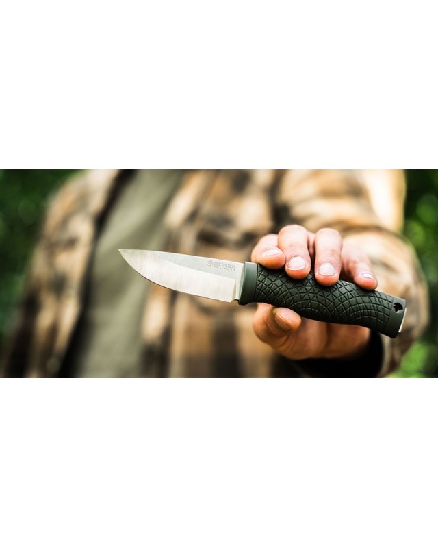 BÖKER Solingen Bronco Mini fixed blade CPM-3V steel satin finish green handle black kydex sheath