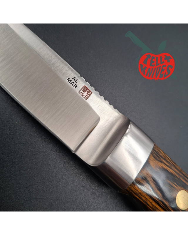 AL MAR Knives 4003 APU fixed blade full tang AUS-6A stainless steel titanwood handle black leather sheath SEKI Japan