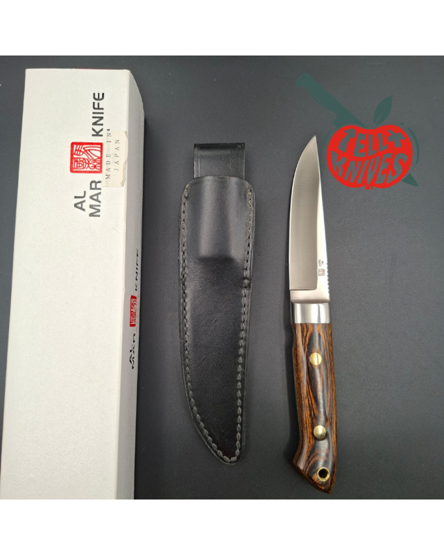 AL MAR Knives 4003 APU fixed blade full tang AUS-6A stainless steel titanwood handle black leather sheath SEKI Japan