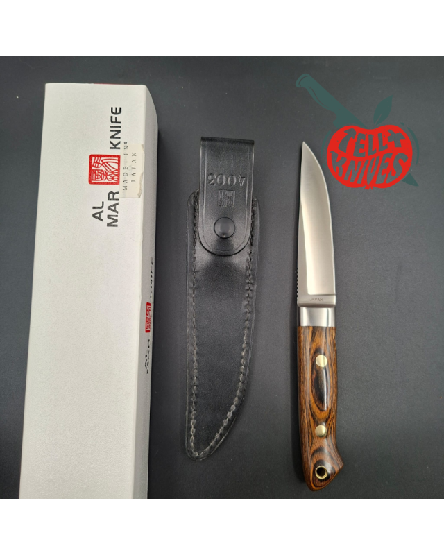 AL MAR Knives 4003 APU fixed blade full tang AUS-6A stainless steel titanwood handle black leather sheath SEKI Japan