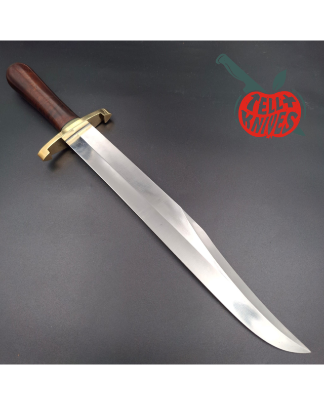 Randall Model 12-13 Thorp forged carbon steel walnut wood handle handle brass guard and pommel brown leather sheath with